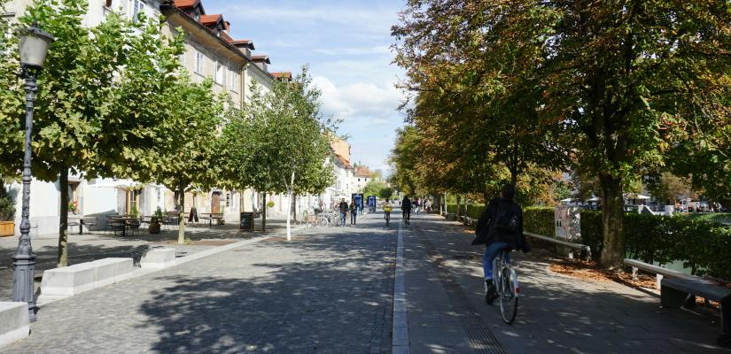 mensen fietsen door ljubljana